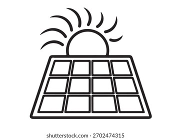 Sonnenkollektor mit Sonnensymbol für erneuerbare Energien, Fotovoltaik und nachhaltige Stromerzeugung für eine sauberere Umwelt und Zukunft