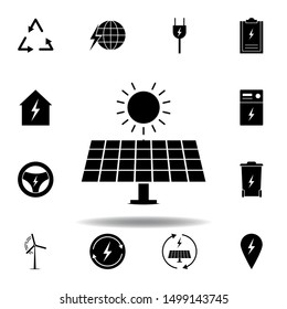 solar panel, sun icon . Set of alternative energy illustrations icons. Can be used for web, logo, mobile app, UI, UX