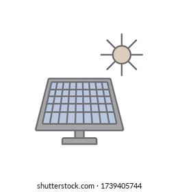 Solar panel and sun icon. Simple outline colored vector of sustainable energy icons for ui and ux, website or mobile application