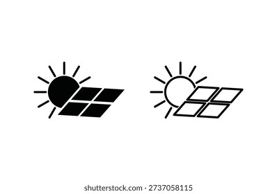 Solar panel with sun icon vector for web design