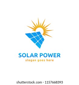 Solar panel and sun logo design. Solar energy icon