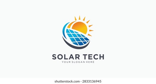 Solar panel with sun logo design
