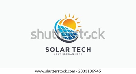 Solar panel with sun logo design