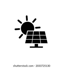 Solar panel with sun logo icon isolated on white background. Vector illustration