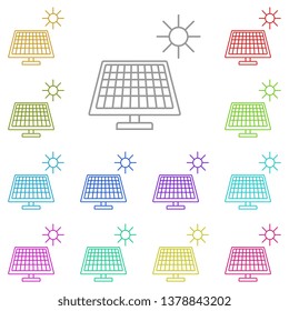 Solar panel and sun multi color icon. Simple thin line, outline vector of Sustainable Energy icons for UI and UX, website or mobile application