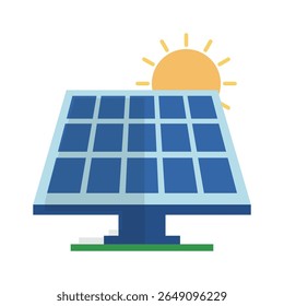 Solar panel and sun on a white background stock illustration