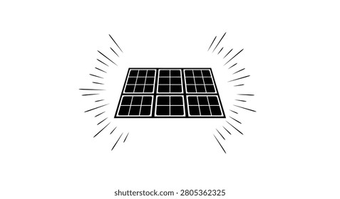 Solar panel with sun rays shining