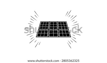 Solar panel with sun rays shining