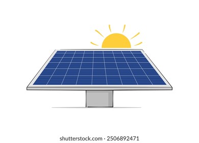 Solar panel and the sun. Renewable electric power. Sustainable alternative energy.