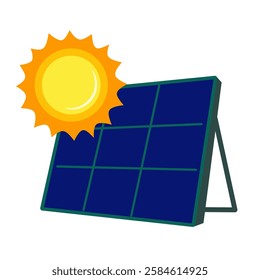 Solar panel with sun for renewable energy.