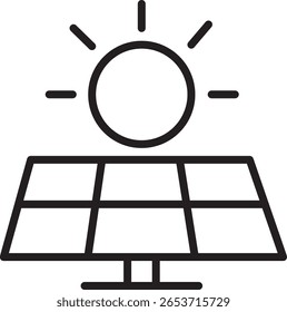 Solar panel sun renewable energy electricity eco friendly sustainable power technology clean environment. Solar panel icon with sun symbolizing renewable energy eco friendly power and sustainable