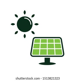 Solar Panel and Sun Reuseable Energy Concpet, The Energy of Sunlight Vector Icon