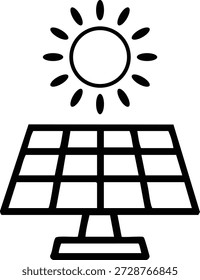 El panel solar con el sol que brilla en él para el concepto de energía renovable