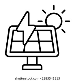 Solar panel and sun showing concept icon of solar energy, renewable energy icon