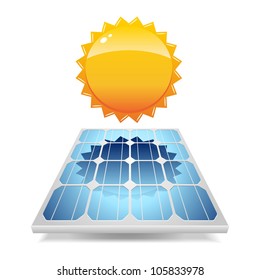 Solar Panel With Sun. Vector Illustration.