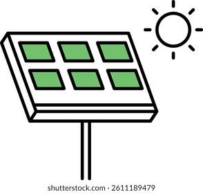 Solar Panel with Sunlight Icon for Renewable Green Energy and Sustainability Concept
