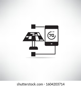 solar panel sync to smartphone monitoring icon