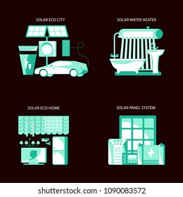 Solar panel system equipment icons. Vector illustration eps 10