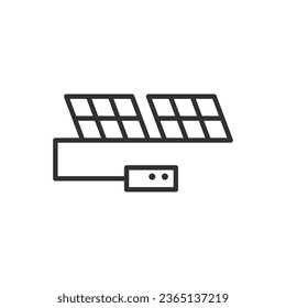 Solar panel system, linear icon. Line with editable stroke