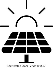 Sistema de painel solar com ícone de sol