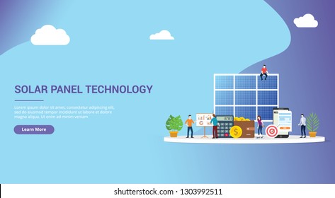 solar panel technology with people working together for business aspect concept