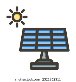 Solar Panel Thick Line Filled Colors For Personal And Commercial Use.

