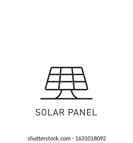 Solar panel thin line icon. Design element for renewable energy, green technology. Vector stock illustration.