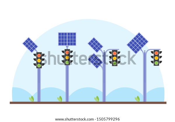 Solar Panel Traffic Light vector\
illustration design. Green energy electricity element.  Can be used\
for web and mobile development. Suitable for\
infographic