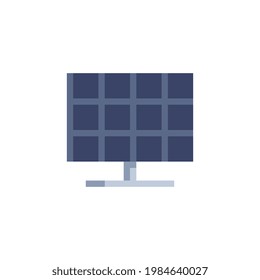 Solar panel. Urban ecology city pixel art icon. Electricity energy. Modern technology. Clean renewable sun energy charging stations. Isolated vector illustration. Design logo and app. Game assets 8-bi