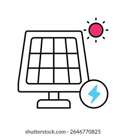 Solar Panel Vector Filled outline illustration style icon. EPS 10 file