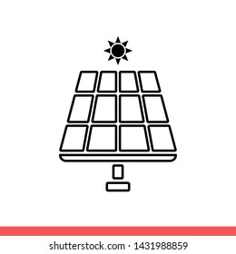 Solar panel vector icon, energy symbol. Simple, flat design for web or mobile app