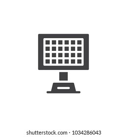Solar panel vector icon. filled flat sign for mobile concept and web design. Eco energy simple solid icon. Symbol, logo illustration. Pixel perfect vector graphics