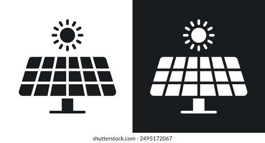 Solar panel vector icon set in solid style.