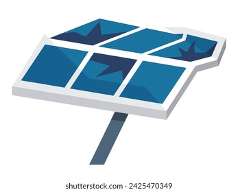 Ilustración del vector del panel solar. Opciones de energía alternativas, como los paneles solares, están ganando popularidad Generadores alimentados por fuentes renovables contribuyen a la conservación del medio ambiente Fotovoltaica