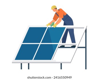 Solar panel vector illustration. Innovation in renewable energy is crucial for sustainable future Solar power stations provide reliable source clean electricity Alternative energy options, including