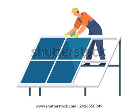 Solar panel vector illustration. Innovation in renewable energy is crucial for sustainable future Solar power stations provide reliable source clean electricity Alternative energy options, including