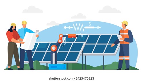 Solar panel vector illustration. The use solar panels contributes to environmental sustainability Photovoltaic technology enables efficient conversion sunlight into electrical power Sustainable energy
