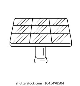 Icono de línea vectorial del panel solar aislado en fondo blanco. Equipo para energía renovable - icono de línea del panel solar para infografía, sitio web o aplicación.