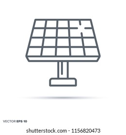 Solar panel vector line icon. Renewable energy and power generation symbol.
