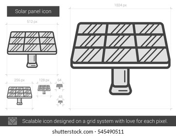 Solar panel vector line icon isolated on white background. Solar panel line icon for infographic, website or app. Scalable icon designed on a grid system.