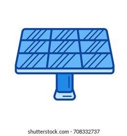 Solar panel vector line icon isolated on white background. Solar panel line icon for infographic, website or app. Blue icon designed on a grid system.