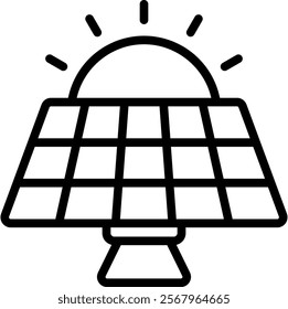 Solar Panel Vector Lineal Icon On White Background.