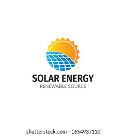 solar panel vector logo design template for renewable electricity energy source company and research