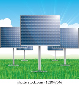 Solar panel vector with natural background