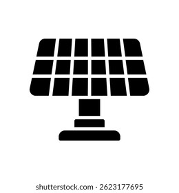Solar Panel Vector for Renewable Energy and Green Electricity. Sun-powered cell illustration. Eco-friendly power supply concept. Glyph Icon