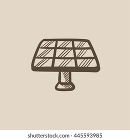 Solar panel vector sketch icon isolated on background. Hand drawn Solar panel icon. Solar panel sketch icon for infographic, website or app.