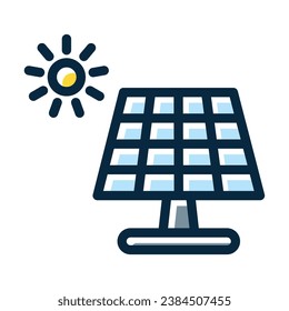 Solar Panel Vector Thick Line Filled Dark Colors Icons For Personal And Commercial Use.
