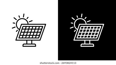 Solar Panel White Icon Set Design