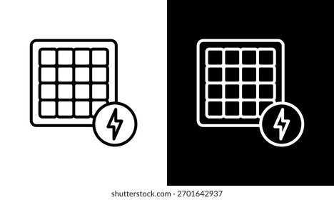 Panel solar de diseño de conjunto de iconos blancos