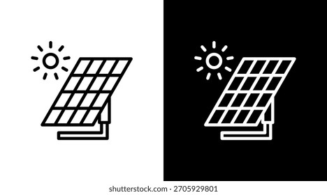 Panel solar de diseño de conjunto de iconos blancos